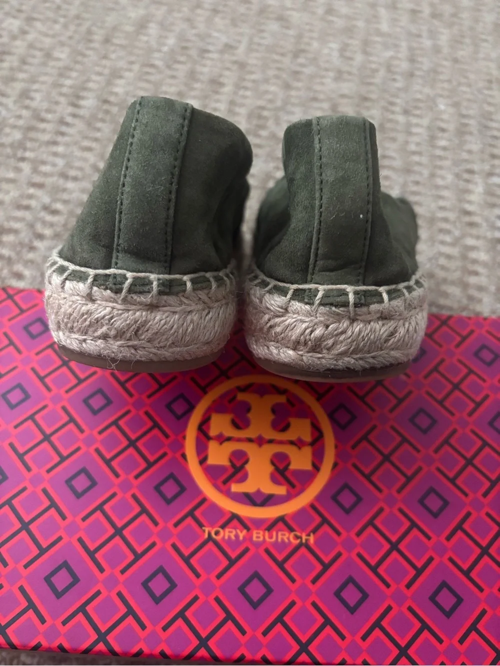 Tory Burch Olive Green Suede Espadrilles